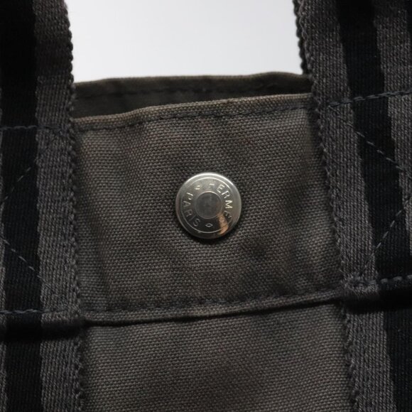 HERMES Fourre Tout PM Hand Bag Canvas Gray Auth ti2740 - Picture 11 of 14